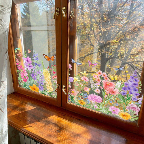 💐Colorful Floral Bouquet Window Sticker🖼️(Cut to size freely)
