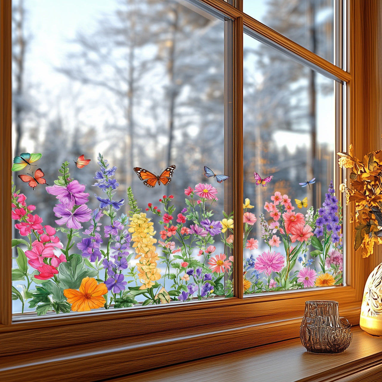💐Colorful Floral Bouquet Window Sticker🖼️(Cut to size freely)