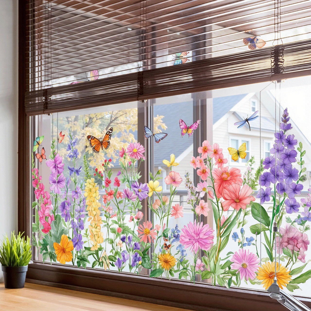 💐Colorful Floral Bouquet Window Sticker🖼️(Cut to size freely)